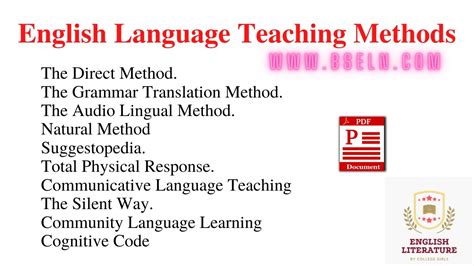 English Language Teaching Methods English Language Teaching Methods In