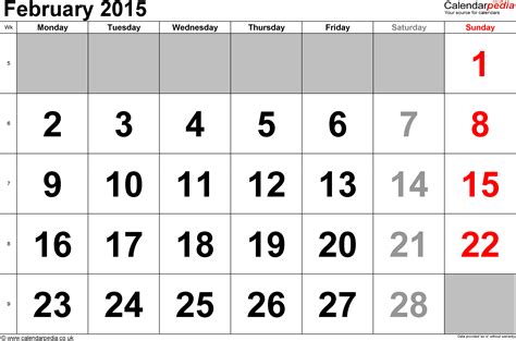 Calendar February 2015 Uk Bank Holidays Excelpdfword Templates
