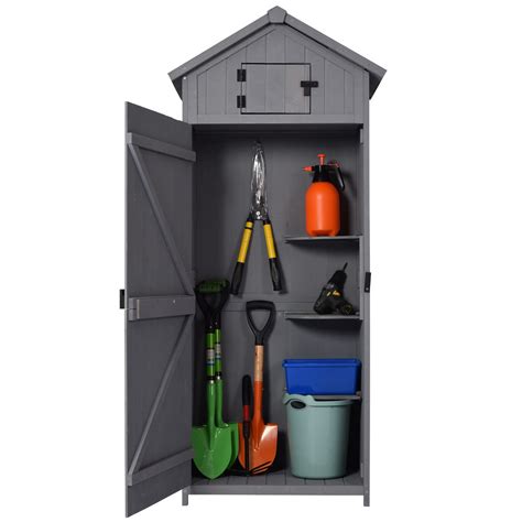 Outsunny Garden Shed Vertical Utility 3 Shelves Shed Wood Outdoor