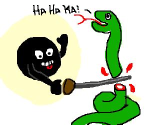 As the saying goes cut off the head of the snake another one grows in its place, so why cut off the head instead just throw the snake in a frying pan ncis season 18 episode 5: Honey badger rips off cobra head - Drawception