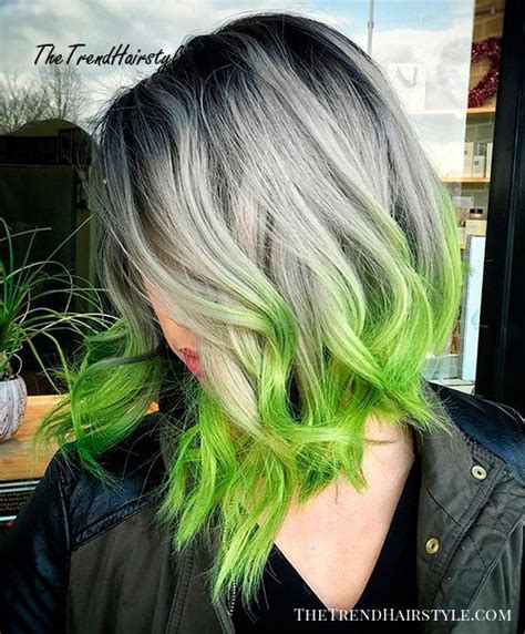 A choppy boyish cut can be boldly enhanced with a half and half hair color idea! Edgy Emerald Green - 20 Dip Dye Hair Ideas - Delight for ...