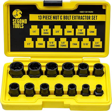 Segomo Tools 13 Piece Lug Nut And Bolt Extractor Removal Metric And Sae