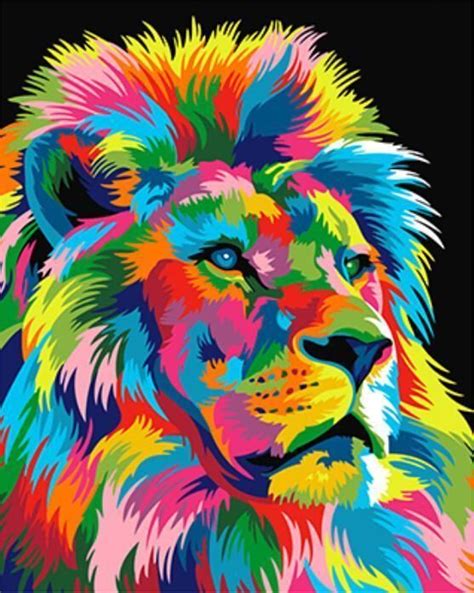 Colorful Abstract Lion Easy Canvas Art Lion Painting Wall Art Pictures