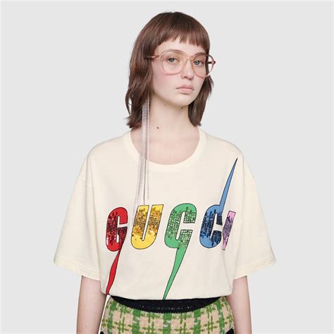 Oversize Cotton T Shirt With Gucci Blade Gucci