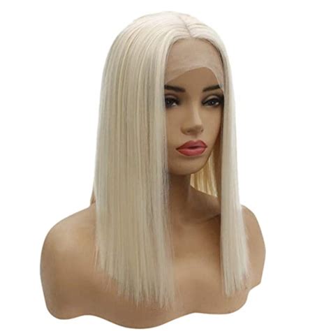 Inkach Blonde Straight Lace Front Wig For Black Women Middle Part Short