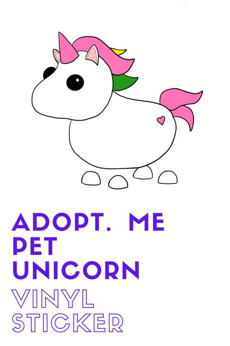 Adopt Me Pet Unicorn Vinyl Sticker Perfect For Personalizing