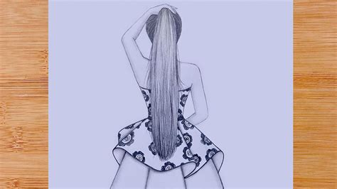 How To Draw A Girl With Long Hair Backside Step By Step Pencil