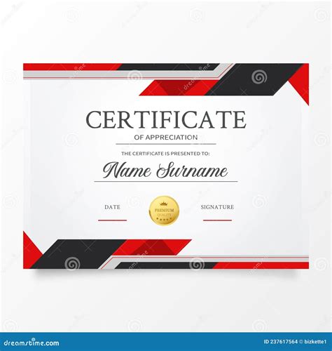 Modern Certificate Template With Abstract Red Shapes Vector