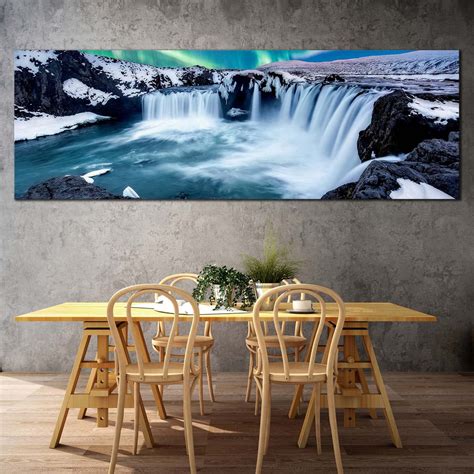 Godafoss Waterfall Canvas Wall Art Amazing Blue Waterfall In Iceland