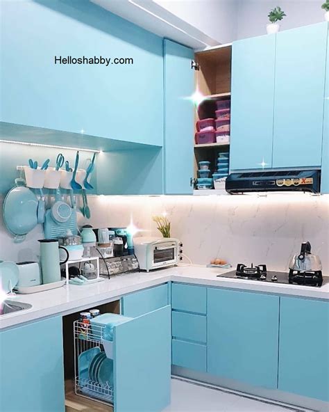 6 Gambar Model Kitchen Set Minimalis Warna Biru Terbaru Helloshabby