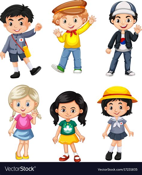 Boys And Girls From Different Countries Royalty Free Vector