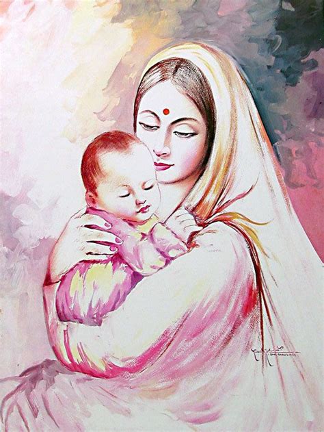 Mother And Child Mother Painting Mother And Child Painting Indian