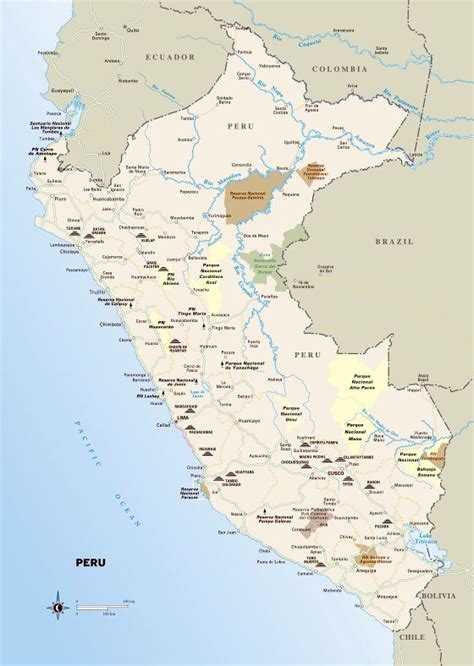 Grande Detallado Mapa De Perú Con Parques Nacionales Perú América