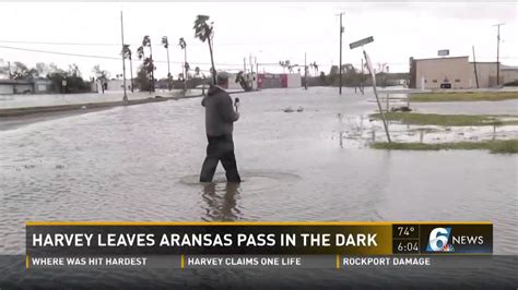 Harvey leaves Aransas Pass in the dark - YouTube