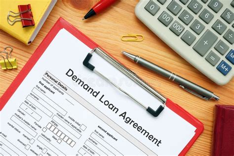 Financial Concept Meaning Demand Loan Agreement With Sign On The Bank