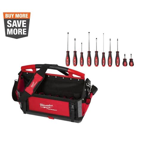 Milwaukee 20 In Packout Tote With Screwdriver Set 11 Piece 48 22