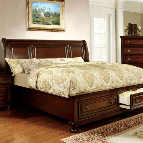 Northville Ii Traditional Elegant Cherry Bed With Storage Footboard
