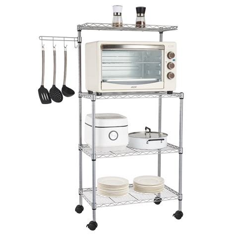 Kitchen Cart Microwave Shelf 4 Tier Heavy Duty Corner Bakers Rack For