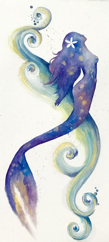 Watercolor Mermaid Painting Watercolor