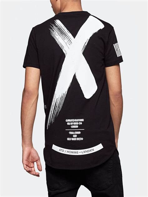 Print T Shirt Lang Zwart Menst Shirtsdesign Menst