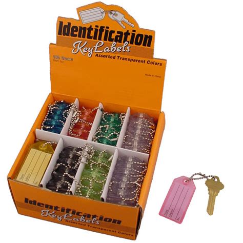 Key Identification Tag Plastic With Beaded Chain 100box Assorted Colors