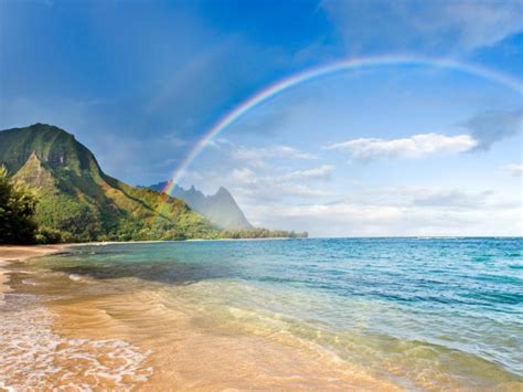 Rainbow Over The Beach In Hawaii Wallpapers And Images Wallpapers