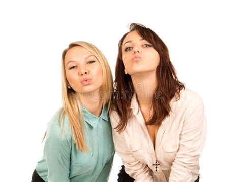 Mischievous Young Girls Looking For A Kiss Royalty Free Stock Image
