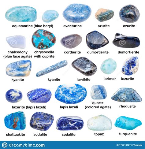Set Of Blue Gemstones With Names Crystal Identification