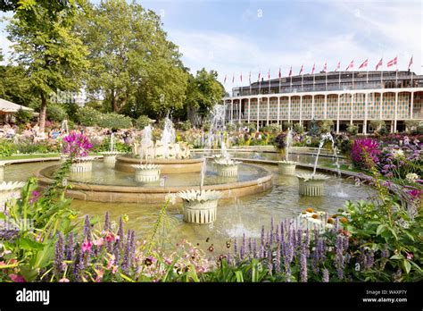 Tivoli Gardens Copenhagen Denmark Concert Hall And Fountains In Summer