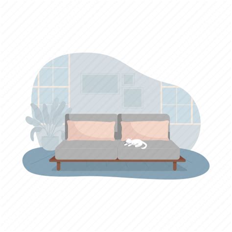 Home Room Bedroom Furniture Couch Illustration Download On Iconfinder