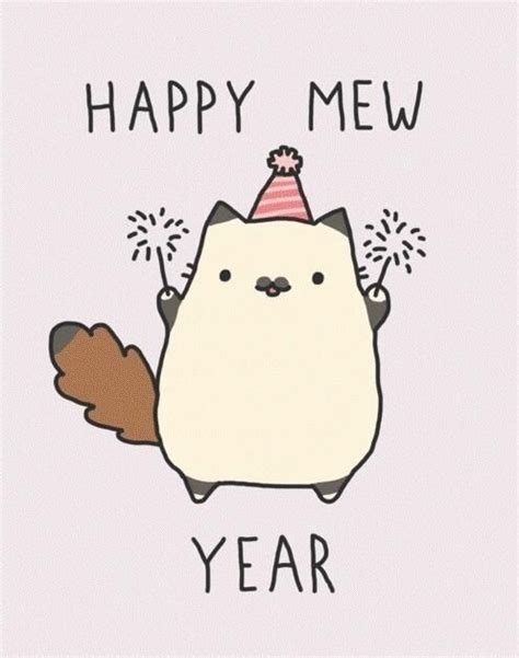 Happy Mew Year Kartpostal Kawaii Mutlu Yıllar