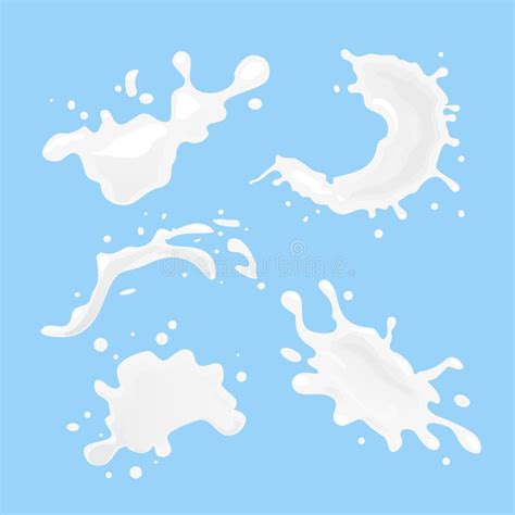 Set Of 3d Vector Milk Splash And Pouring Stock Vector Illustration Of