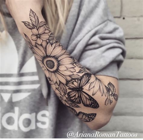 Floral Half Sleeve By Ariana Roman Sunflower Tattoo Sleeve Sleeve