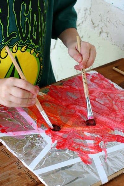 Tape Resist Art On Foil ~ Learn Play Imagine Art Projects For Adults