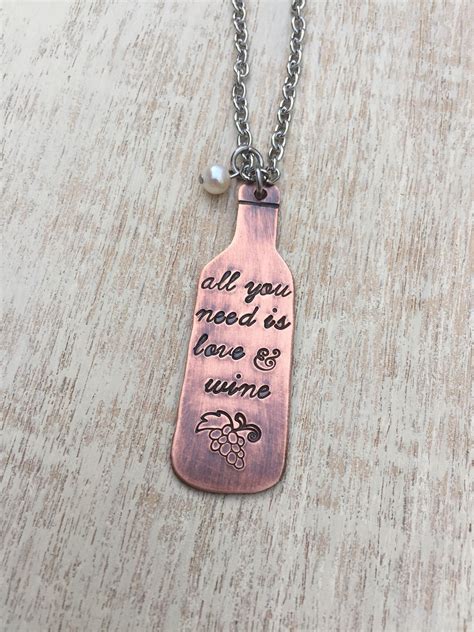 Wine Bottle Necklace All You Need Is Love And Wine Necklace Wine