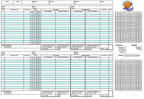 Downloadable Printable Basketball Score Sheet Fill Sign And Download