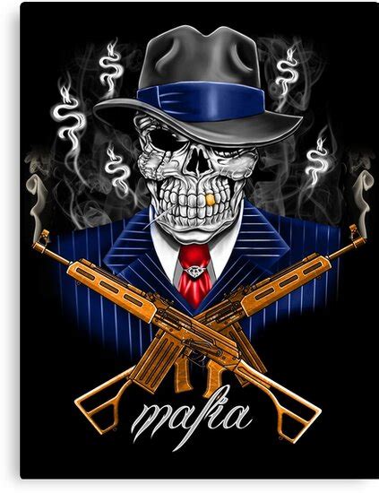 Gangster Skull Mafia Guns Arts Fog Dollars Money Canvas Prints By