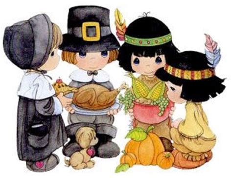 Pilgrims And Native Americans Thanksgiving Cartoon Thanksgiving Clip