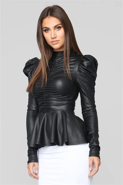 Dont Worry About It Peplum Top Black Leather Peplum Tops Peplum Top Outfits Womens Peplum