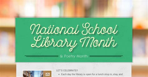 National School Library Month Smore Newsletters For Education