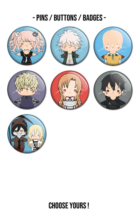 Mibustore Anime Pins Buttons Badges