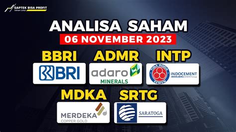 ANALISA SAHAM 06 NOVEMBER 2023 Hari Senin BBRI ADMR INTP MDKA