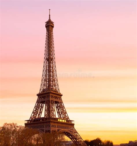 Eiffel Tower At Sunset With Copy Space Stock Photo Image Of