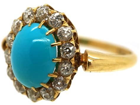 Edwardian 18ct Gold Turquoise Diamond Ring The Antique Jewellery