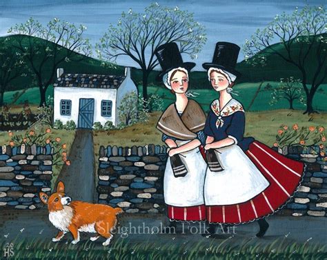 Original Painting Welsh Knitters Folk Art Wales Landscape 8x10 Etsy