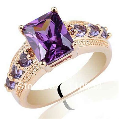 Purple Gemstone Jewelry Ring Gold And Square Gem Purple Jewelry How