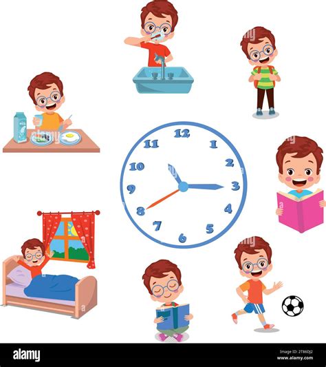 A Set Of Icons For A Boy Daily Routine Stock Vector Image And Art Alamy