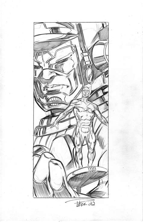 Sketch Pin Up Galactus And Silver Surfer Paul Pelletier