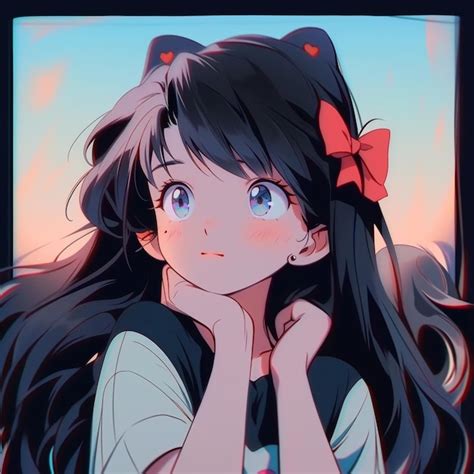 Premium Ai Image Anime Girl With Long Black Hair And A Red Bow