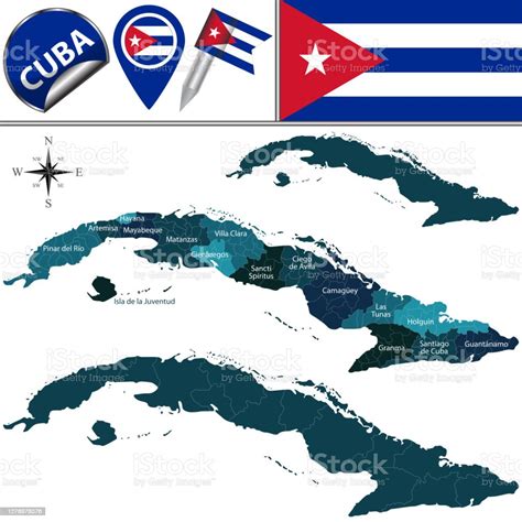Ilustración De Cuba Con Provincias Nombradas Y Más Vectores Libres De